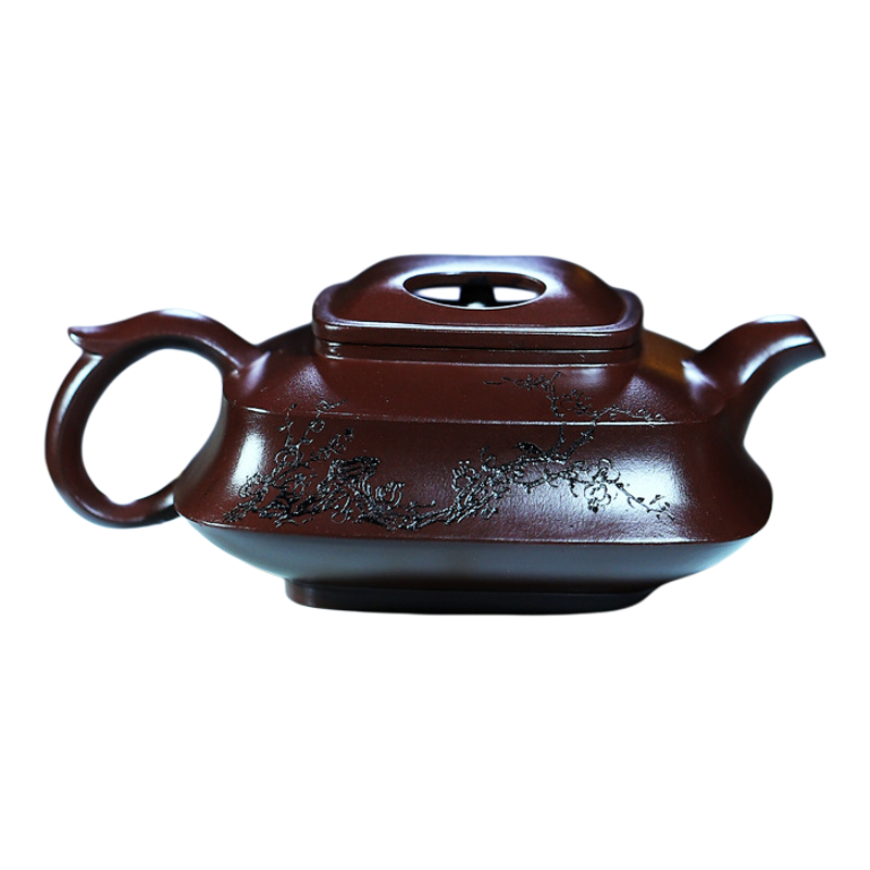 四方紫砂壶功夫茶具精紫茄泥醉梅