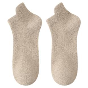 厚袜子男秋冬短袜加绒加厚保暖双面澳绒男士居家睡眠地板中短筒袜