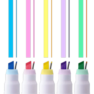 sunstar太阳星文具旗舰店Ninipie斜方头细头双头马克笔水性油墨书写标记绘画学生白领透明笔帽同色系撞色