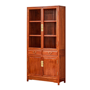 花梨木书柜中式书橱加层板刺猬紫檀书架实木玻璃柜多层红木收纳柜