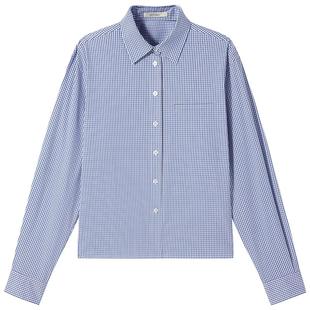 OCHIRLY欧时力  蓝白格子长袖衬衫防晒上衣通勤2025秋冬新品