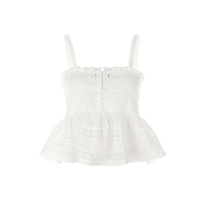 wanatry奶白色刺绣吊带上衣