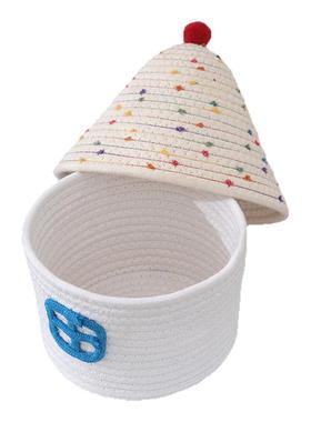 棉线编织篮大容量带盖储物桶