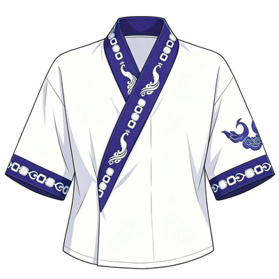爻光cos服交领右衽刺绣国风短袖汉服男女斜襟上衣情侣白色系薄款