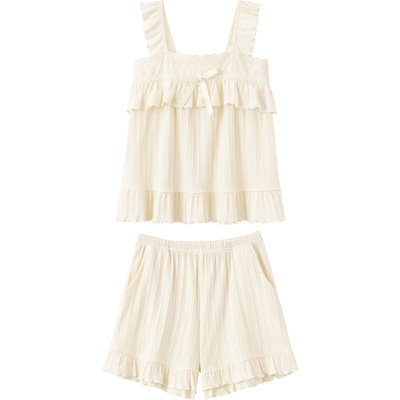 马克公主纯棉吊带睡衣防凸点套装