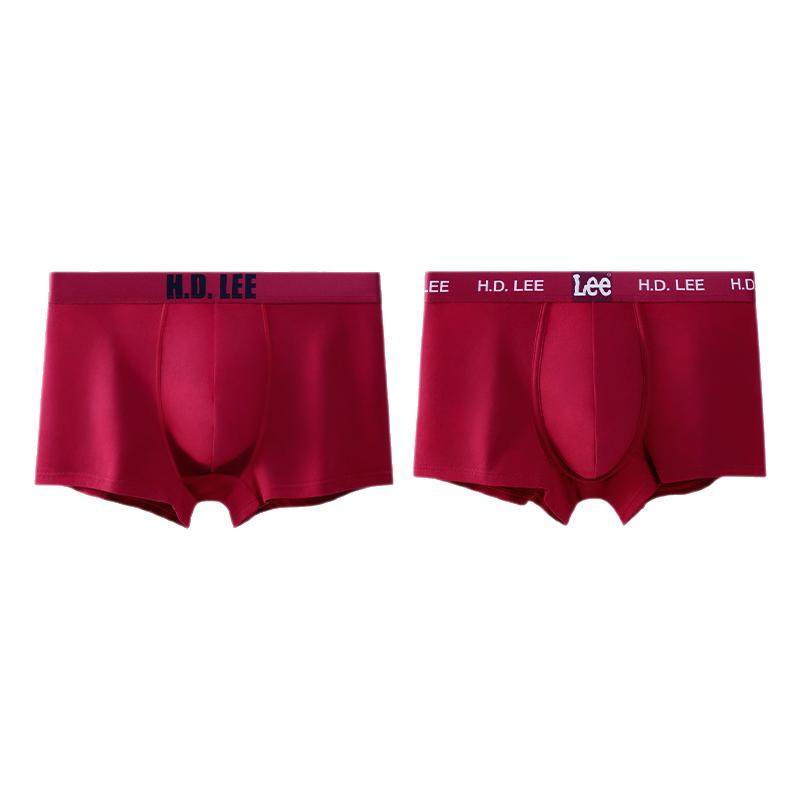 Lee李牌男士本命年内裤红色纯棉10A抗菌透气新款平角裤四角裤男