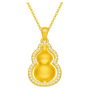 金包银项链女镶钻葫芦吊坠可旋转福禄挂坠男毛衣链锁骨链生日礼物