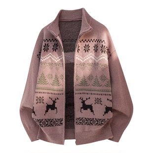 FEI OREETA提秋冬花肌理费尔岛开衫毛衣质感复古民族风软糯针织衫