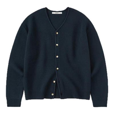 REPET复古V领藏蓝毛衣外套