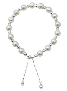 925银加长可调节抽拉珍珠手链