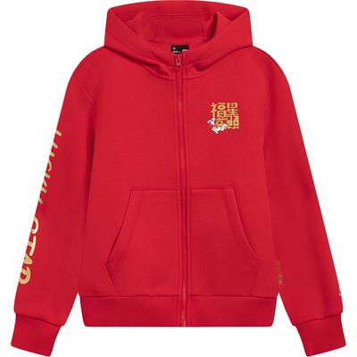 李宁童宽松男女同款开衫连帽卫衣