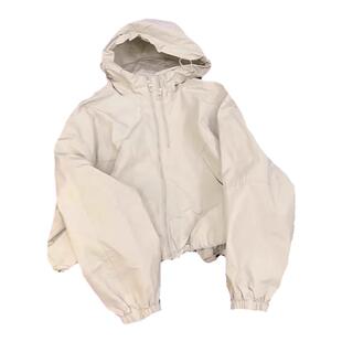 连帽冲锋衣外套女新款2026春秋短款小个子双拉链休闲宽松显瘦上衣