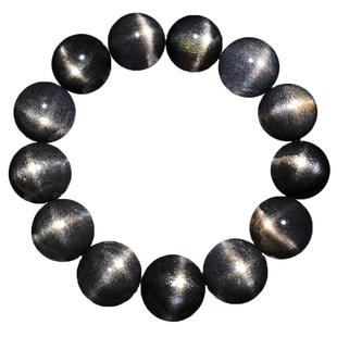 收藏级天然黑太阳石月光石日光黑骨干十字星光猫眼石水晶手串男女