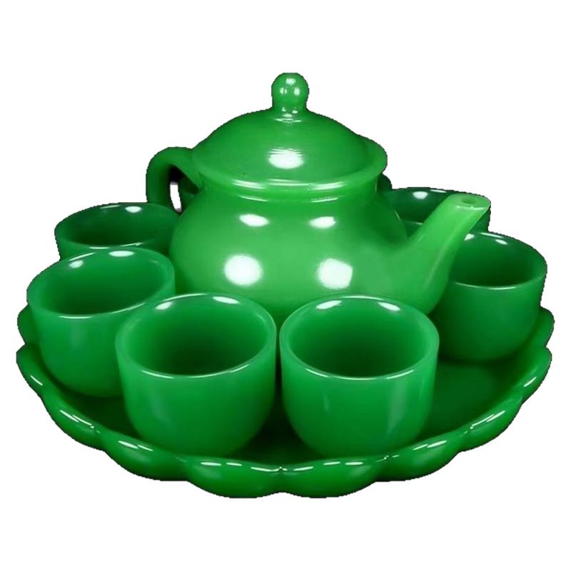 碧玉色中式功夫玉石茶壶