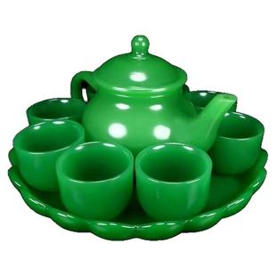 【玉石茶壶】碧玉色玉石茶壶阿富汗单个中式功夫养生泡茶茶具汝瓷