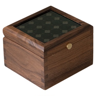 公私章收纳盒印泥一体款深黑胡桃木盒便携高端透明送朋友展示盒