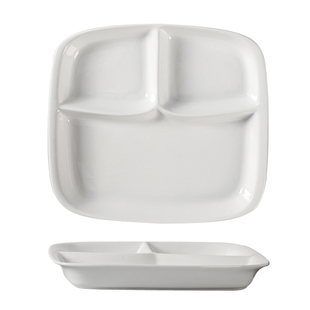 简约陶瓷一人食分隔盘创意三格分餐盘减脂饭盘家用耐高温餐具套装