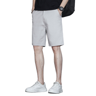 新款纯棉五分裤男中裤5分休闲裤时尚潮流裤子男士沙滩白短裤夏季