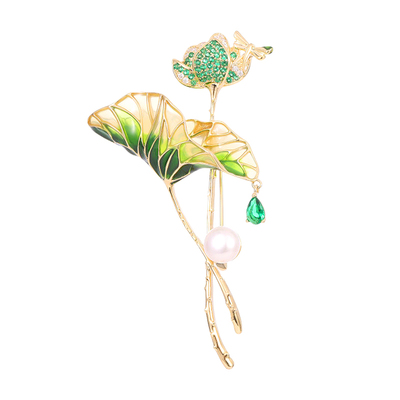 A荷叶蜻蜓新中式胸针旗袍