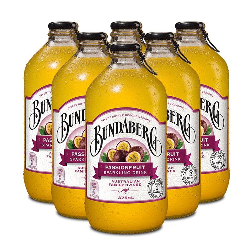 澳洲进口宾得宝Bundaberg百香果味汽水果汁气泡水饮料整箱装饮品
