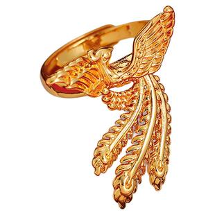 古法沙金凤凰开口戒指女2025新款爆款指环小众设计巨好看的食指戒