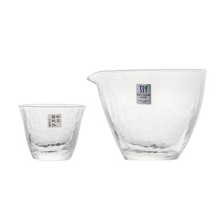 正关进口东洋佐佐木锤目纹玻璃片口公道杯清酒酒杯透明日式茶杯