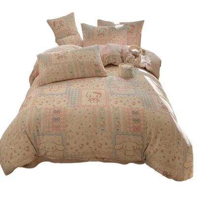 少女心kt猫牛奶绒床上四件套冬季