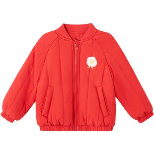 笛莎女童装外套官方秋装绗棉服新款时尚儿童女宝宝韩版绣花棒球服