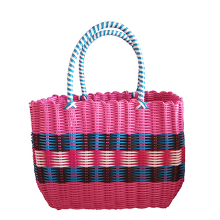 外贸出口纯手工编织多功能提篮塑料购物篮洗澡蓝宠物篮收纳篮菜篮