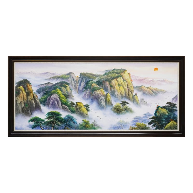 手工油画泰山日出五岳独尊客厅办公室山画靠山图有山无水东墙挂画