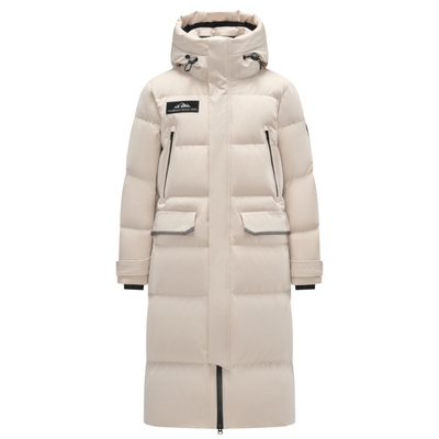 坦博尔鹅绒长款过膝连帽羽绒服