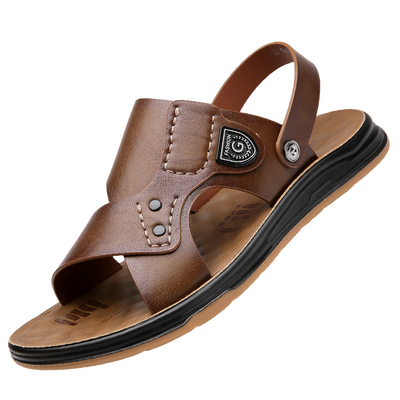 真皮沙滩鞋外穿防滑软底凉拖鞋男