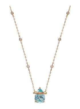 一眼贵！蓝宝水滴石耳环项链套装