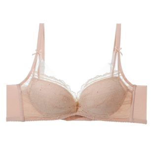 梧桐本色花纱红品性感蕾丝小胸丰满加厚AB杯聚拢侧收内衣 WN23207