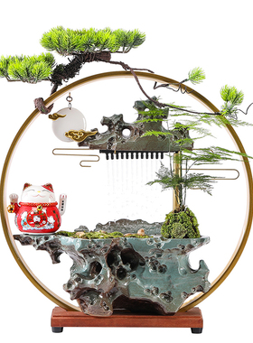 招财猫流水摆件循环水新中式客厅