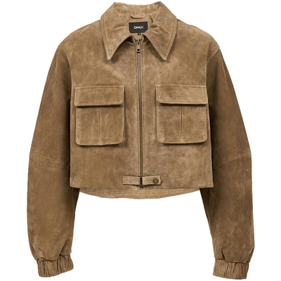 ONLY正肩口袋短款皮衣