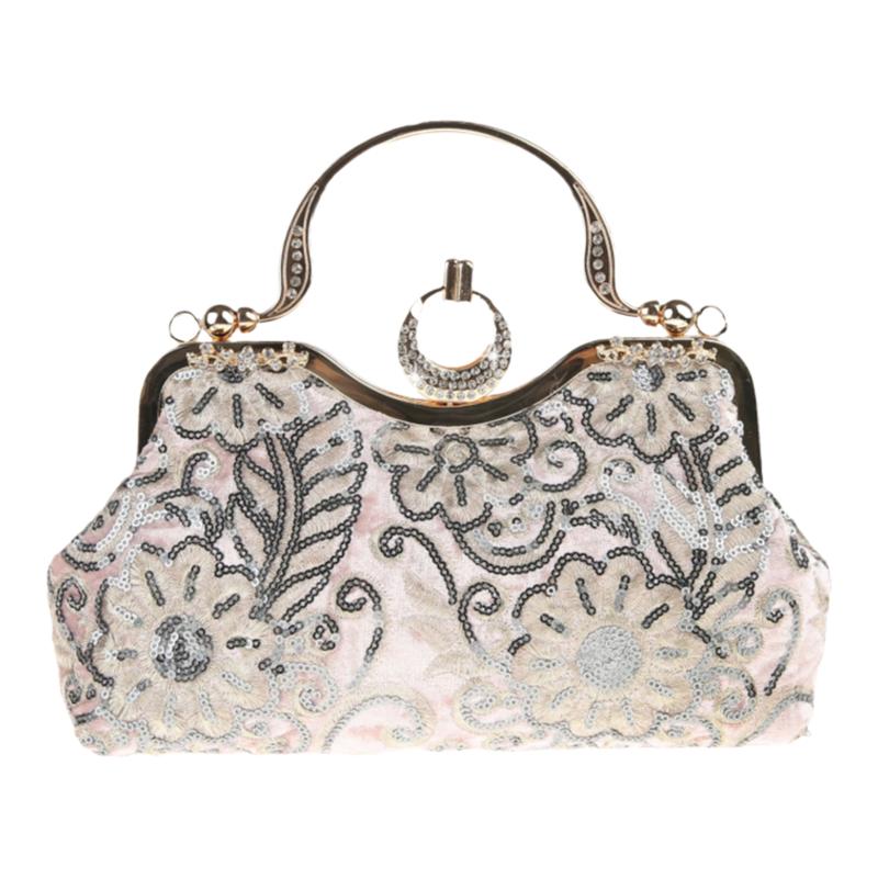 新品复古亮片手提包绒布包包名媛旗袍搭配晚装包礼服包大容量现货