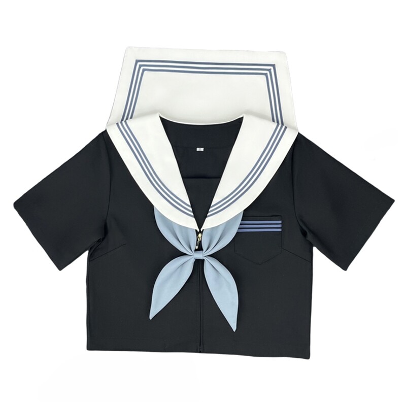 青月社黑身白领蓝三本水手服