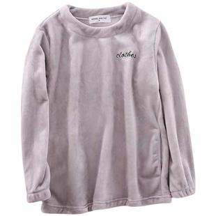 女法兰绒加厚睡衣上衣长袖家居保暖加肥加大200斤加绒可爱