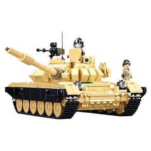 小鲁班超重型虎王坦克模型积木二战德国鼠式军事系列男玩具武装车