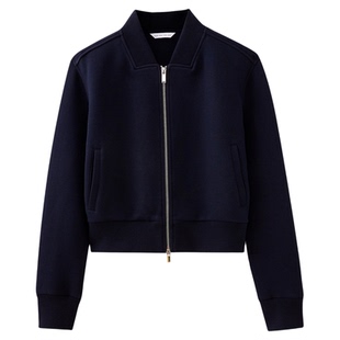 水云间藏青色短款夹克外套女row系卫衣户外运动风宽松上衣2026夏