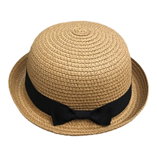 儿童草帽女童沙滩防晒公主帽宝宝帽小孩蝴蝶结遮阳帽渔夫帽太阳帽