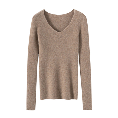 康赛妮~修身一线抽条女纯羊绒衫