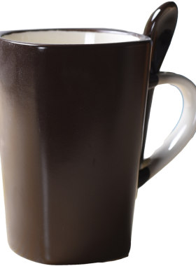 个性风磨砂陶瓷杯子赠勺