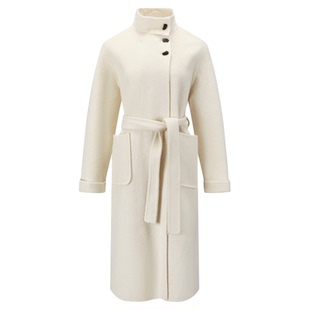 DTLANDO/商场同款25冬新品女装立领绵羊毛中长款双面呢外套大衣