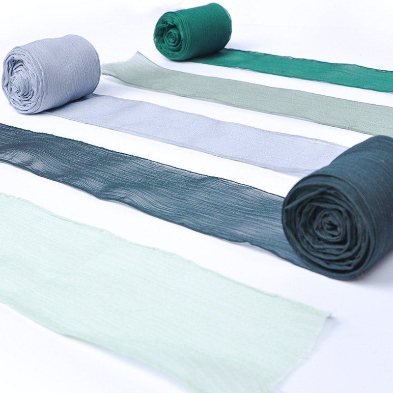 新品 雪纺褶皱手撕卷边丝带高品质纱带请柬捆绑透明丝带婚礼手捧