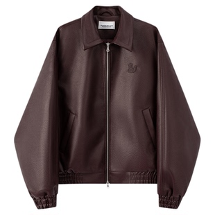 【限时清仓】设计师款Studio系列奢级荔枝纹仿小牛皮复古PU皮衣男