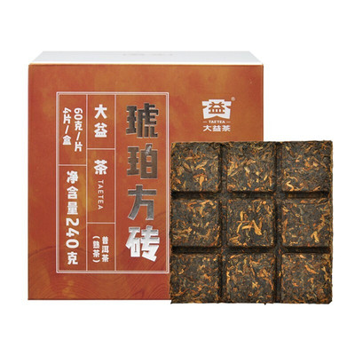 大益普洱茶琥珀方砖熟茶60g*4片
