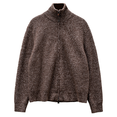 羊驼羊毛混纺立领拉链针织开衫