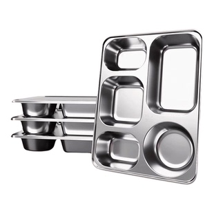 304食品级不锈钢餐盘大人款分格食堂商用成人家用学生饭盘带盖碗